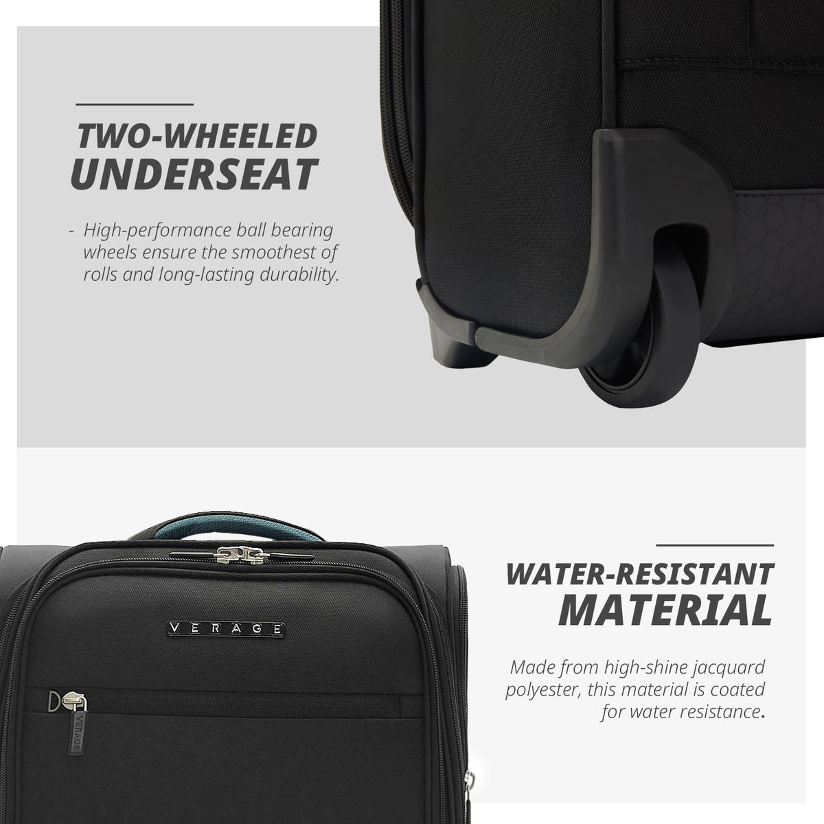 16-Inch Black Underseat Carry On Luggage with Wheels X5071