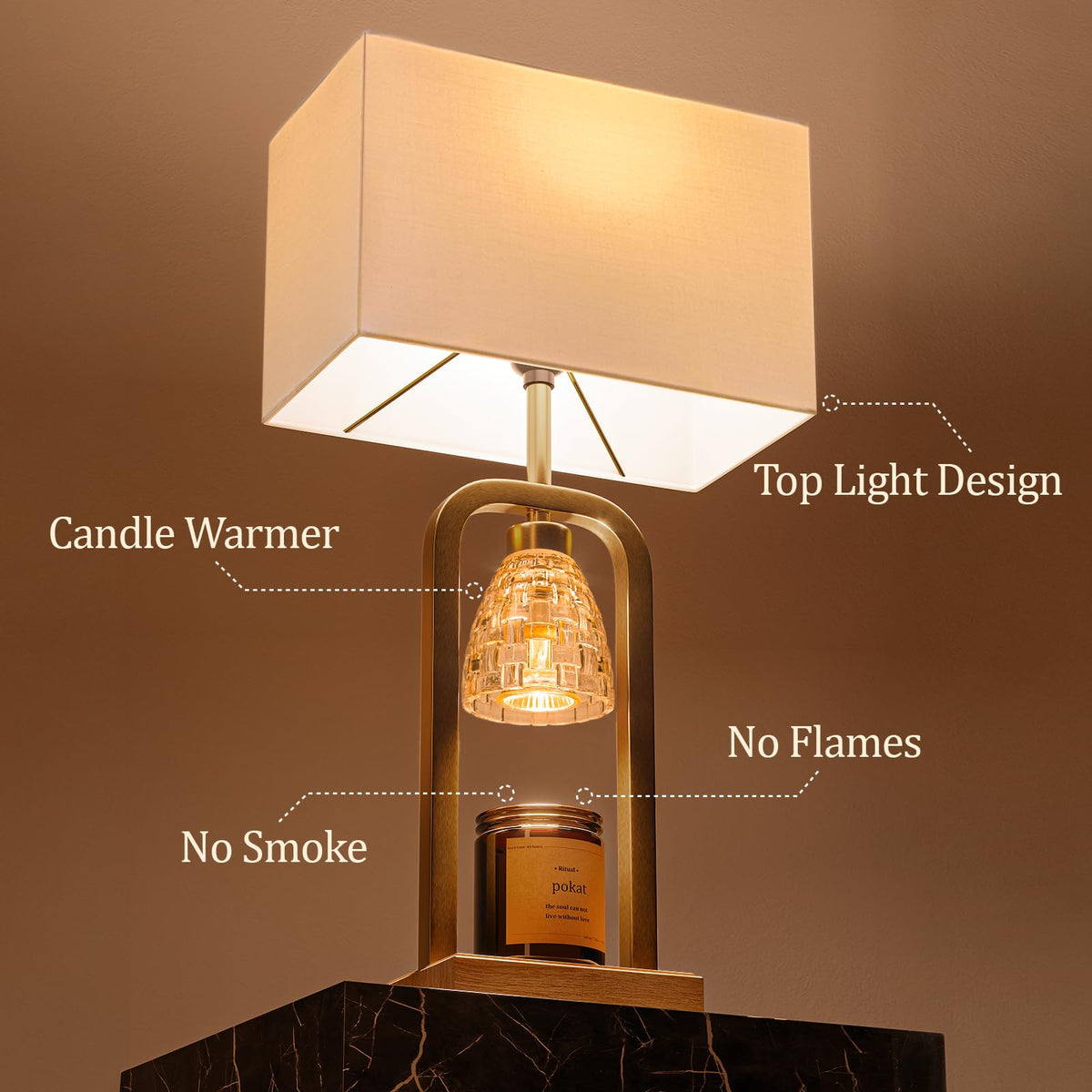 2 in 1 Gold Table Lamp with Candle Warmer I730878