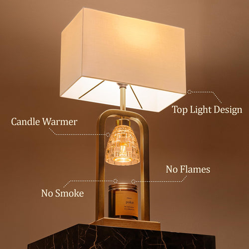 2 in 1 Gold Table Lamp with Candle Warmer I730878