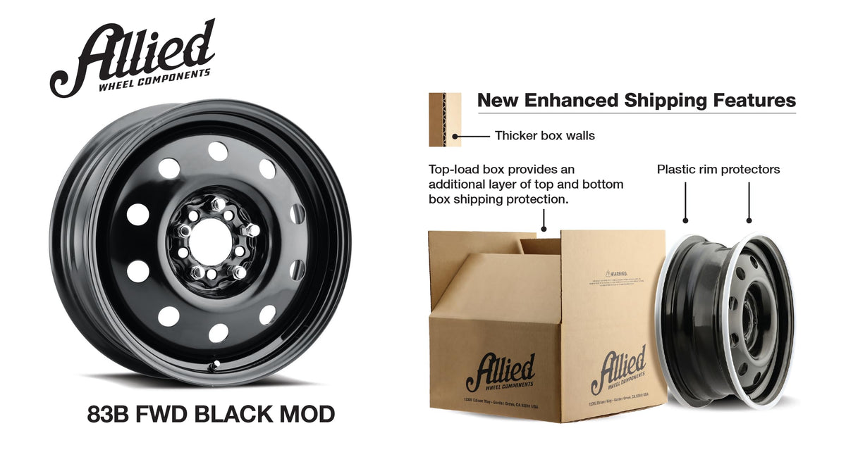 Black 16X6" 5X100 & 5X115 Steel Wheel R3650