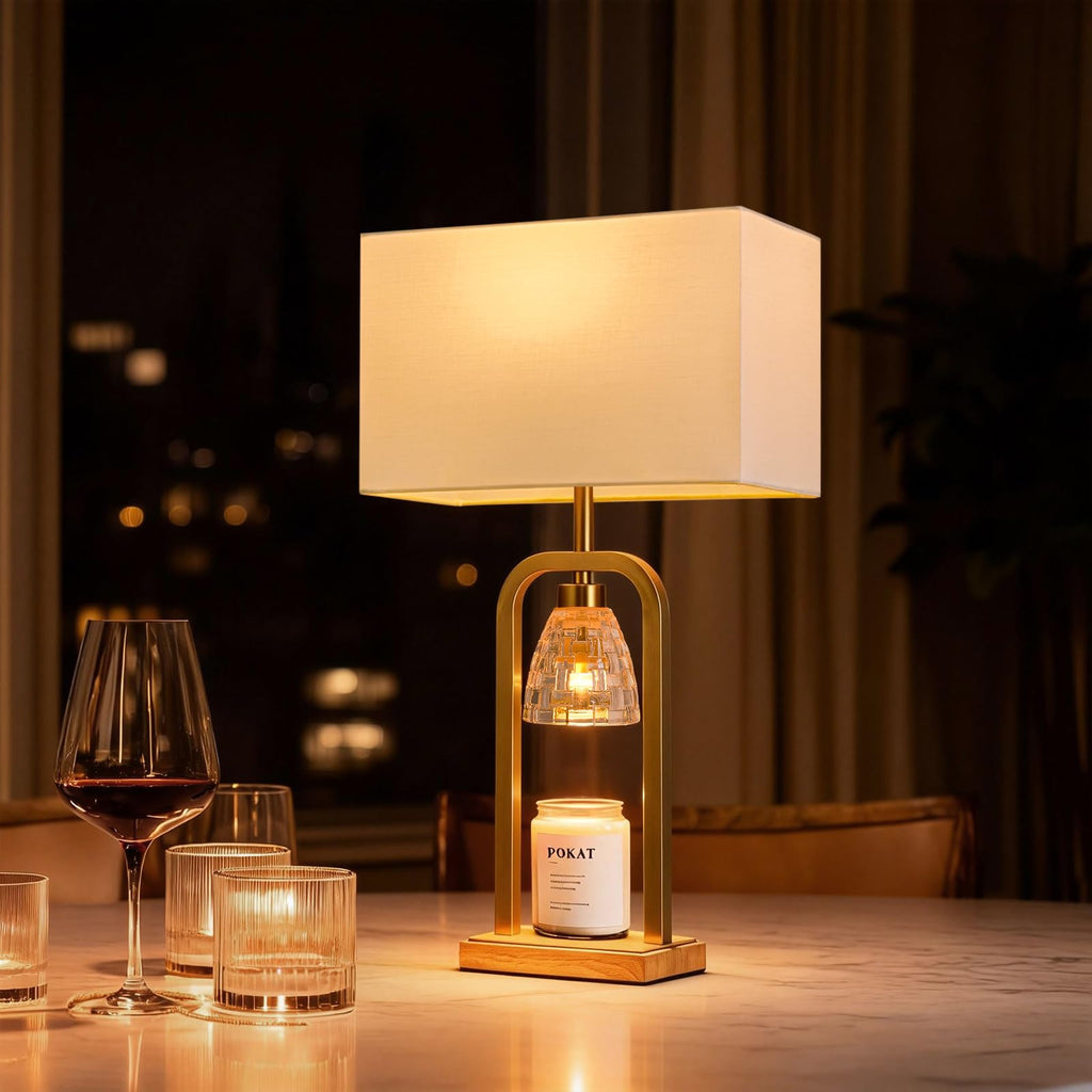 2 in 1 Gold Table Lamp with Candle Warmer I730878