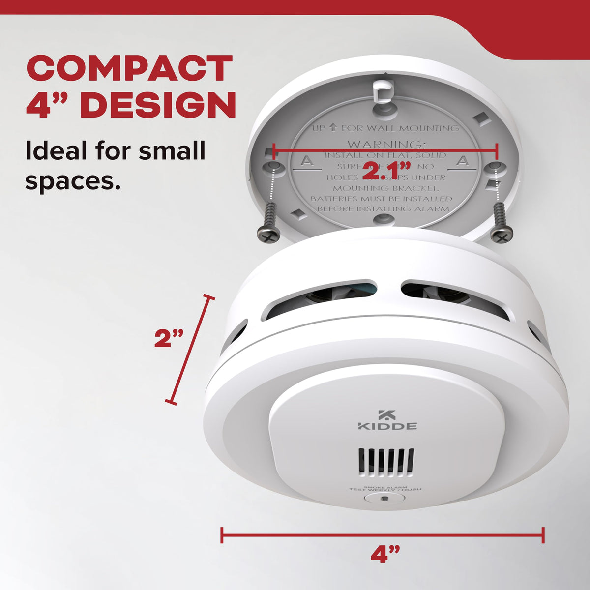Compact Smoke Detector, AA Battery-Powered C2811