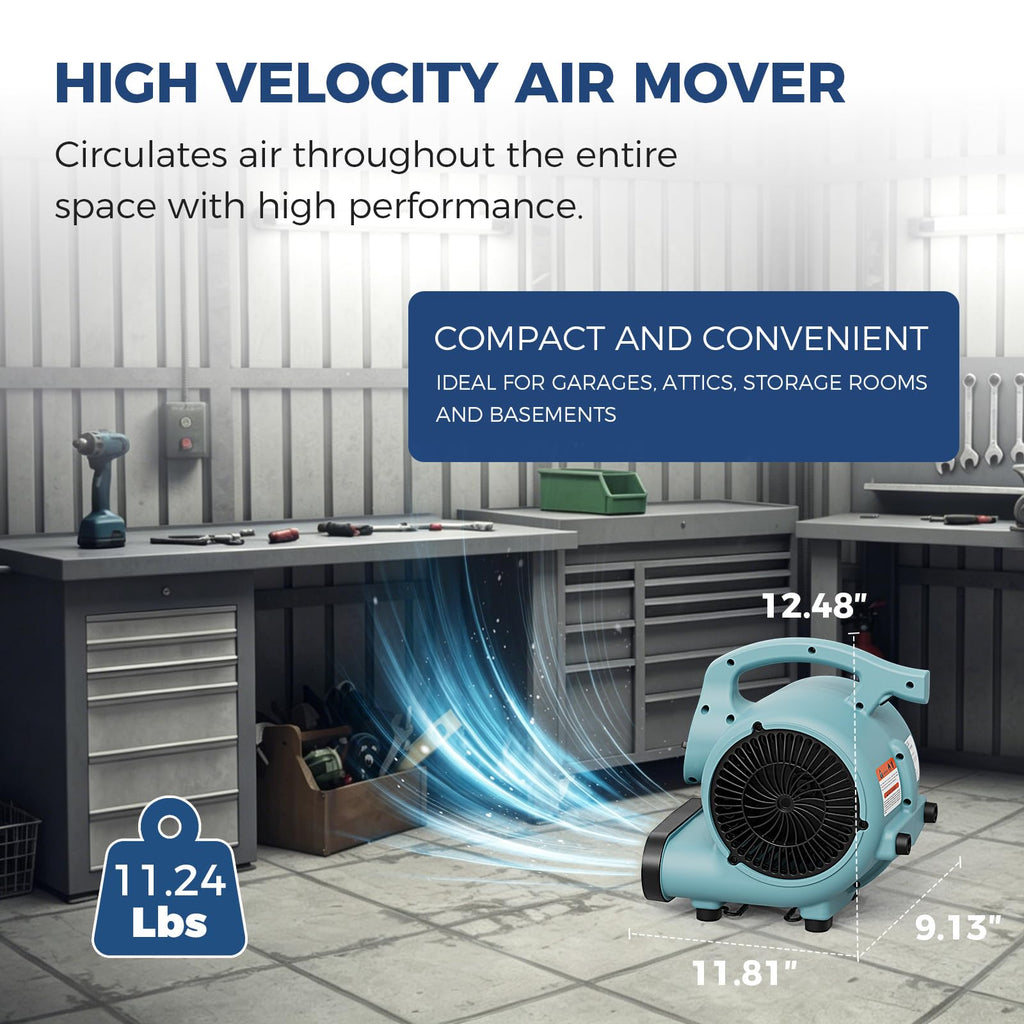 3 Speed Air Mover Blower Fan 115W 600CFM Blue D4845
