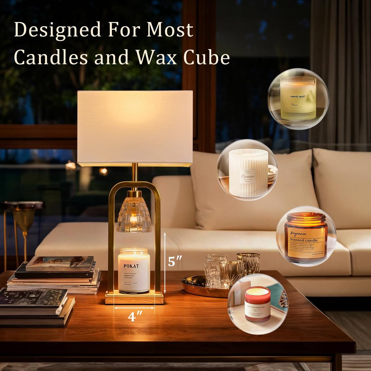 2 in 1 Gold Table Lamp with Candle Warmer I730878