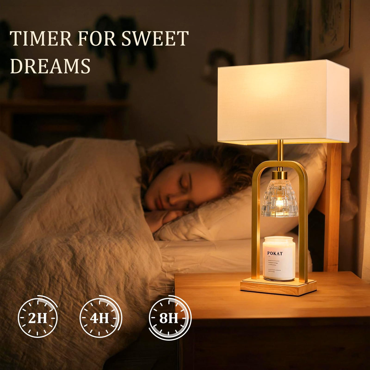 2 in 1 Gold Table Lamp with Candle Warmer I730878