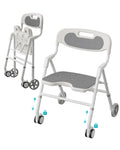 Foldable Rolling Shower Chair with Arms and Back N407