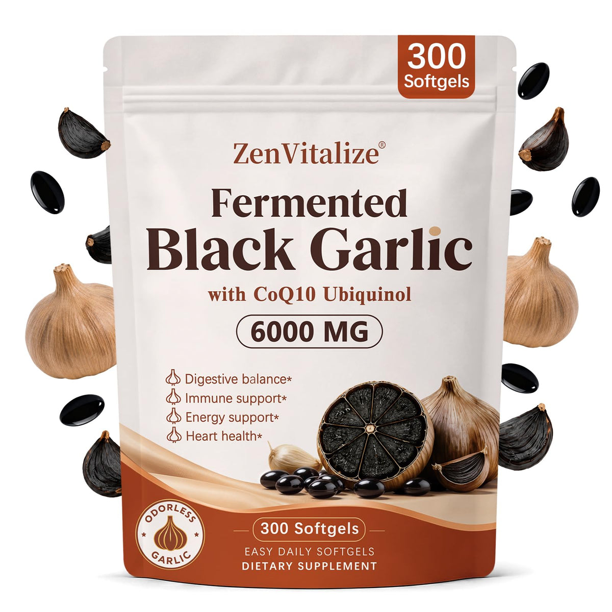 Black Garlic CoQ10 Vitamin K2 Softgels F479950