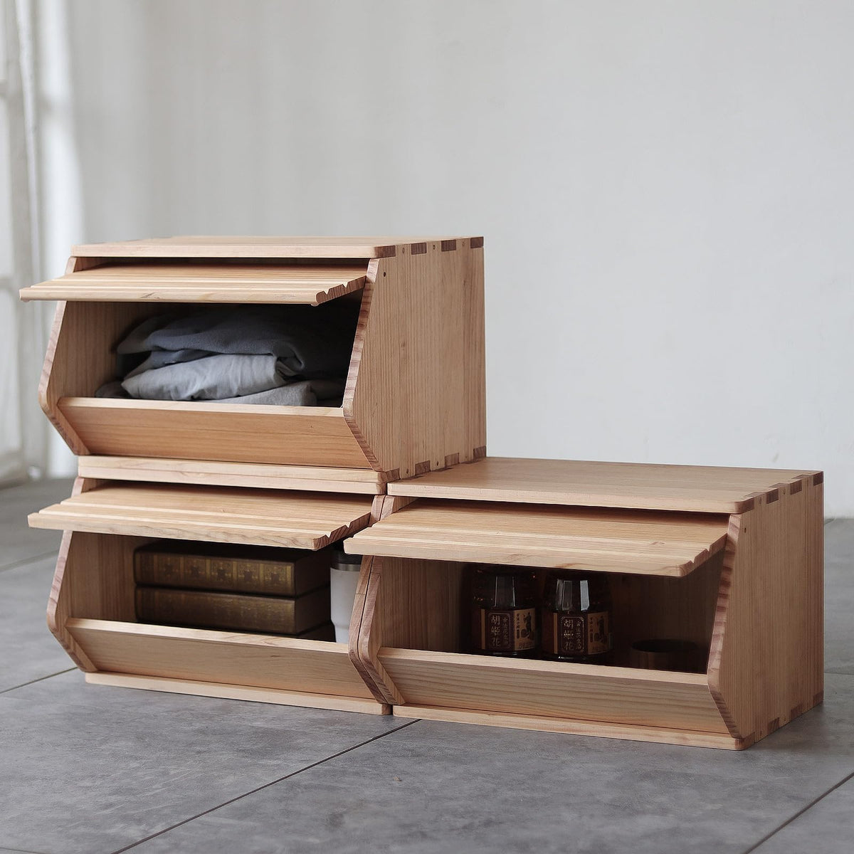 Solid Wood Storage Chests with Lids M53823