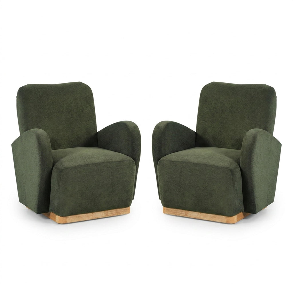 Olive Green Velvet Upholstered Accent Chair Set of 2 Q83922