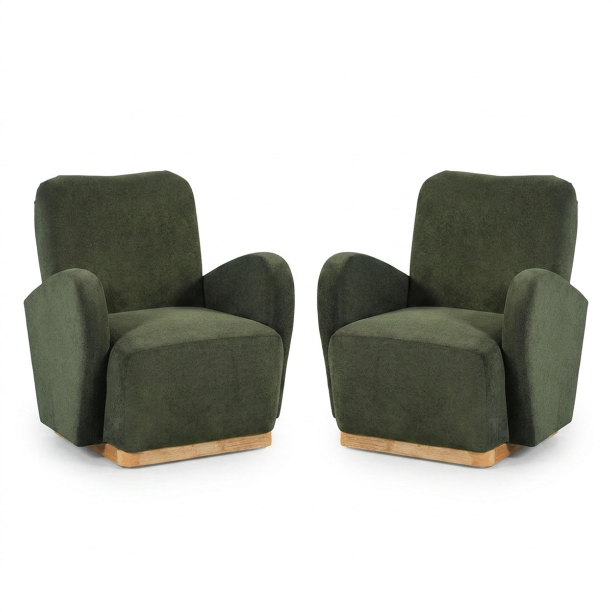 Olive Green Velvet Upholstered Accent Chair Set of 2 Q83922