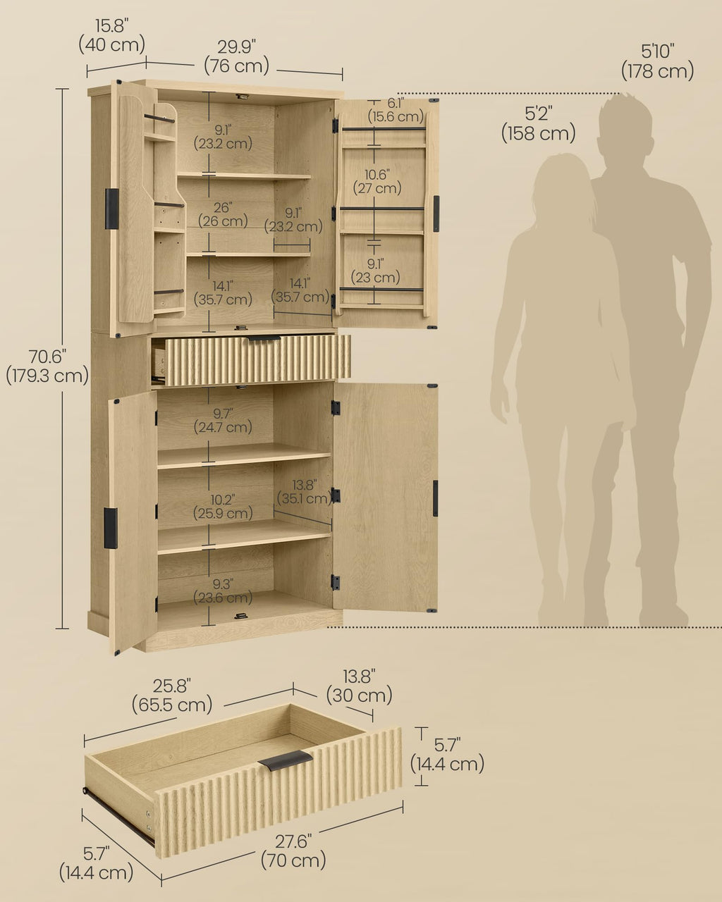 Freestanding Tall Cabinet with Drawer P319