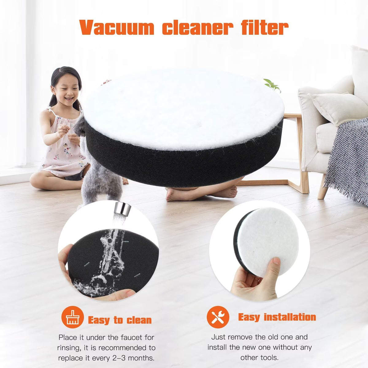 4 Pack Replacement Filter for Bagless Upright Vacuum U40660
