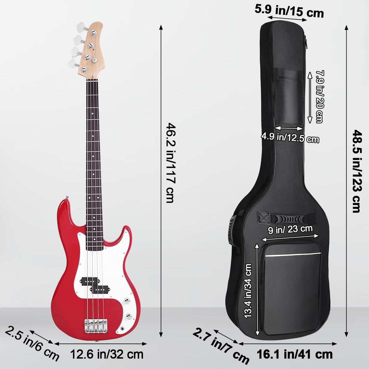 Black Waterproof Bass Guitar Gig Bag M17014
