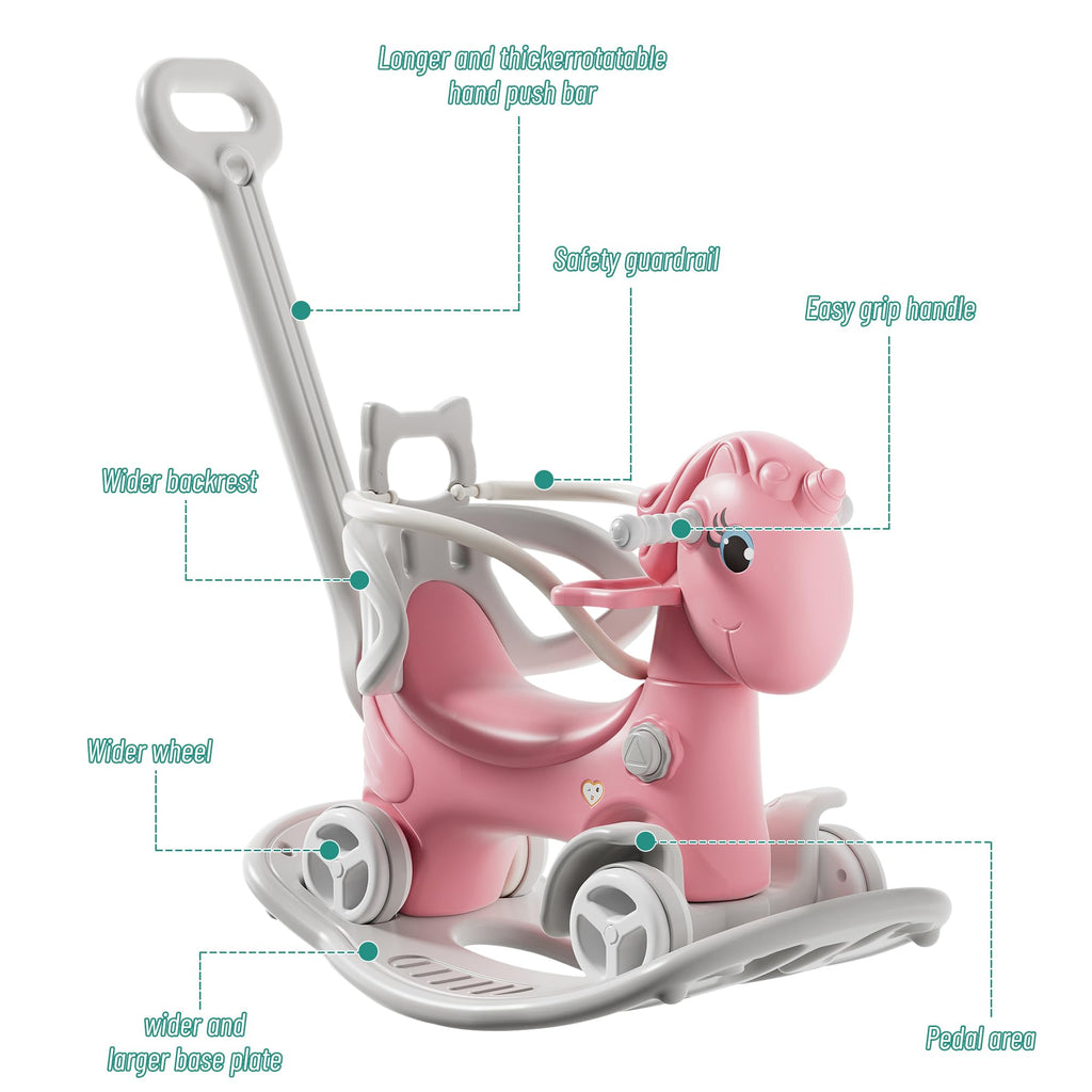4 in 1 Rocking Horse with Push Handle and Balance Board R920