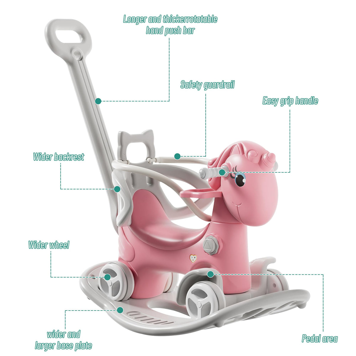 4 in 1 Rocking Horse with Push Handle and Balance Board R920