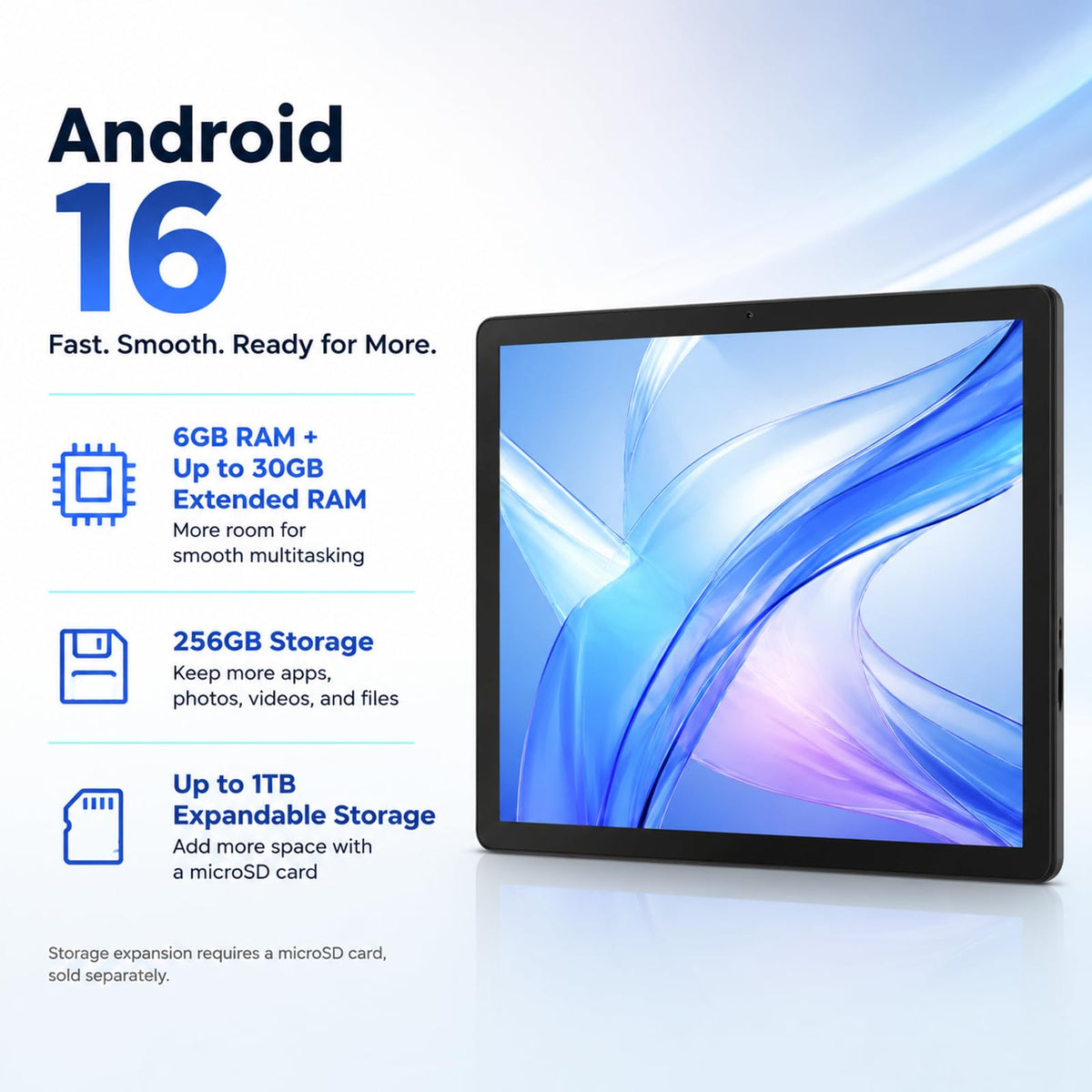 10.1 Inch Android 16 Tablet with 36GB RAM 256GB ROM S29825