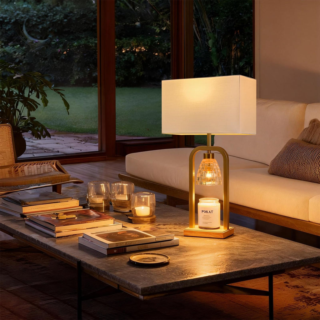2 in 1 Gold Table Lamp with Candle Warmer I730878