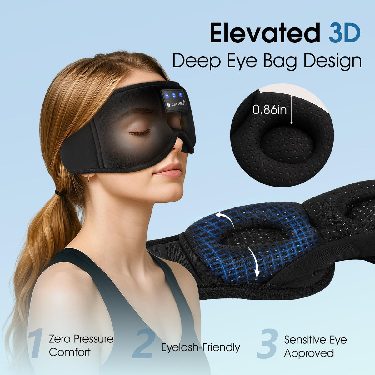 Bluetooth Sleep Headphones 3D Wireless Music Eye Mask N8150