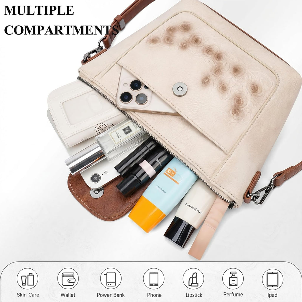 Crossbody Bags Vegan Leather Multi-Pockets Small Shoulder Bag N1895