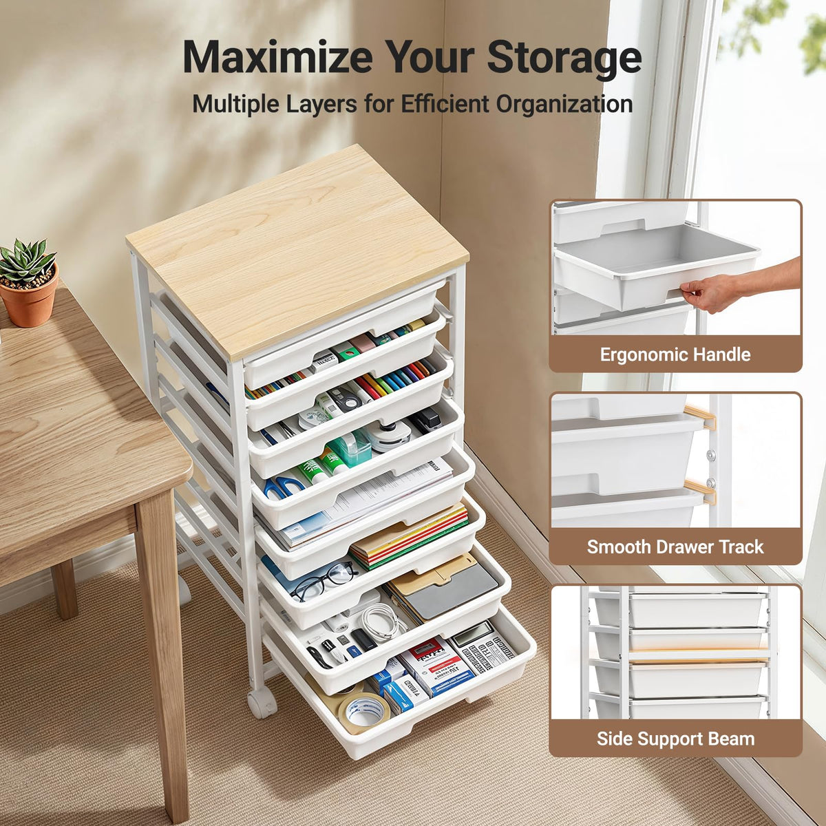 Rolling Cart with 8 Drawers P85612