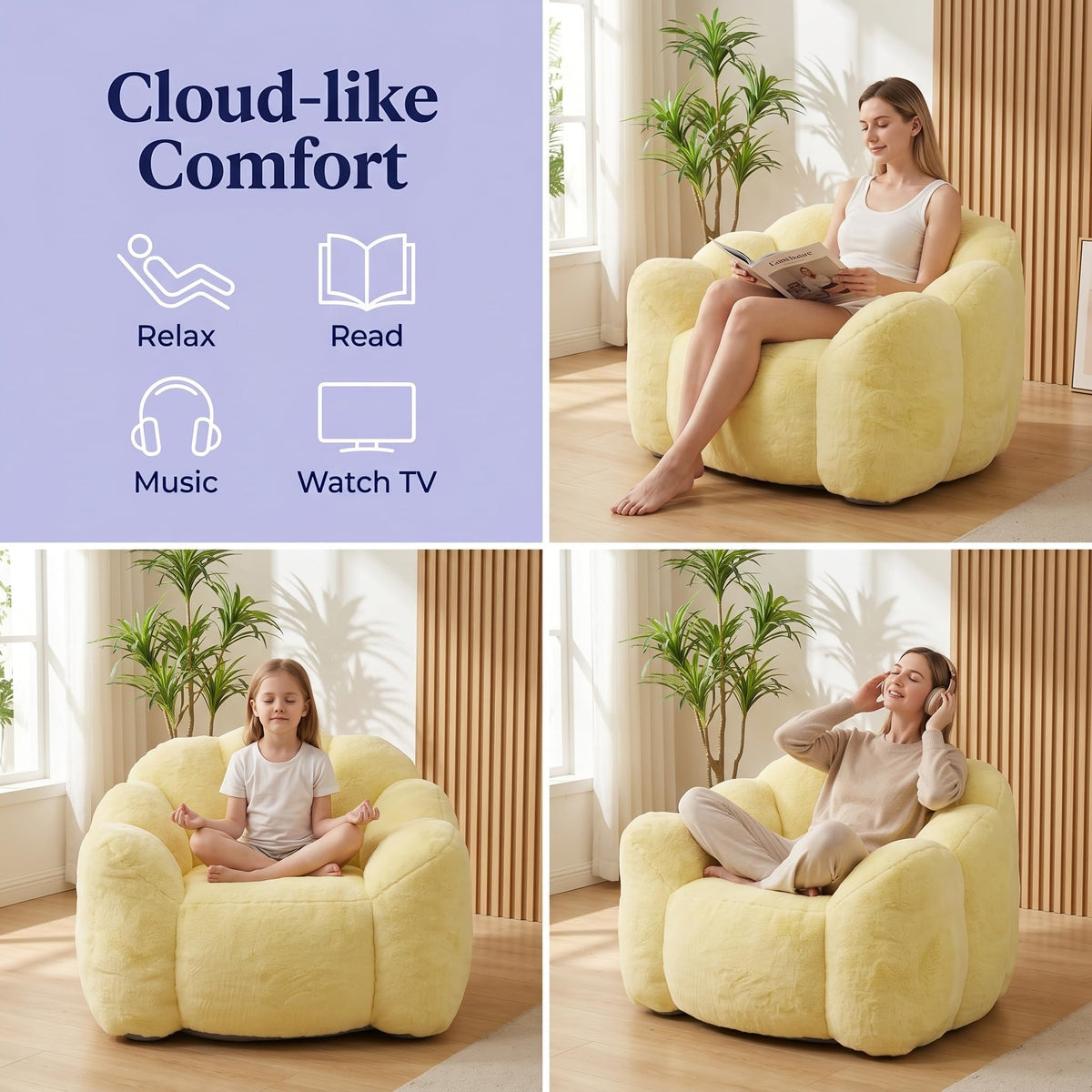Lotus Bean Bag Chair with Pull Ring A3482