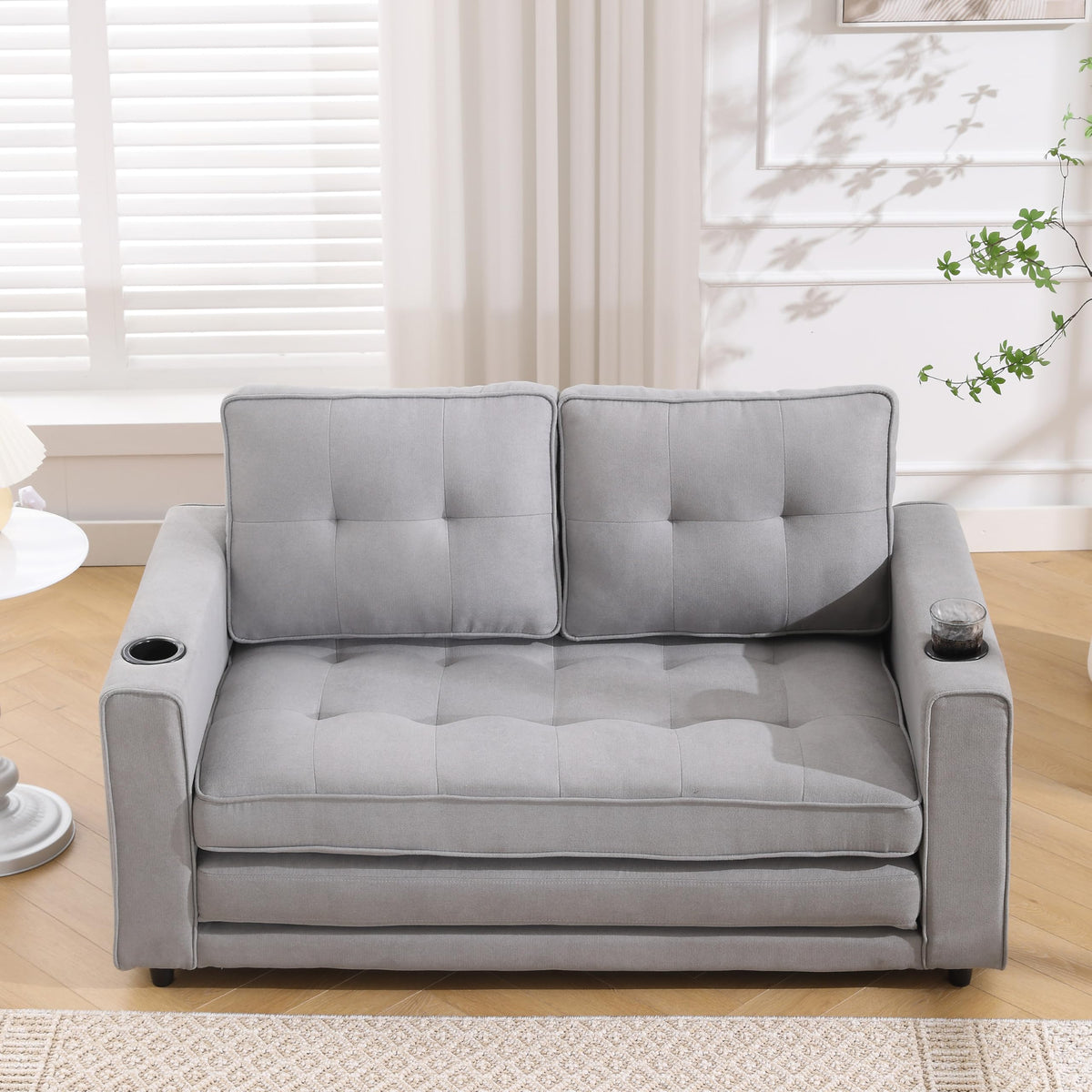 Light Gray Convertible Futon Sofa Bed H792959