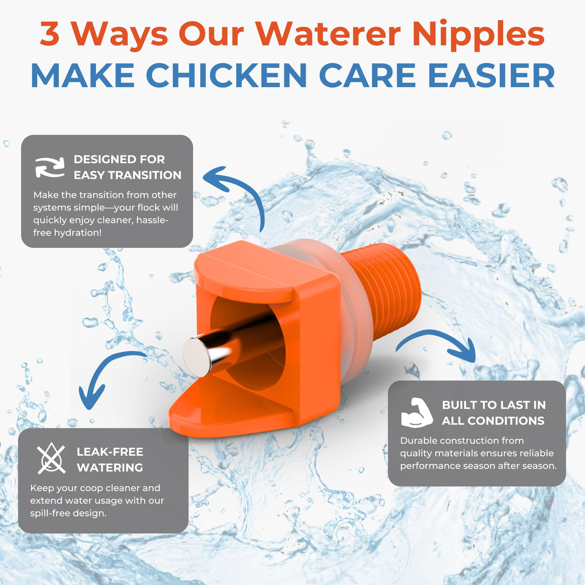 Orange Pack of 15 Chicken Nipple Waterer M874643