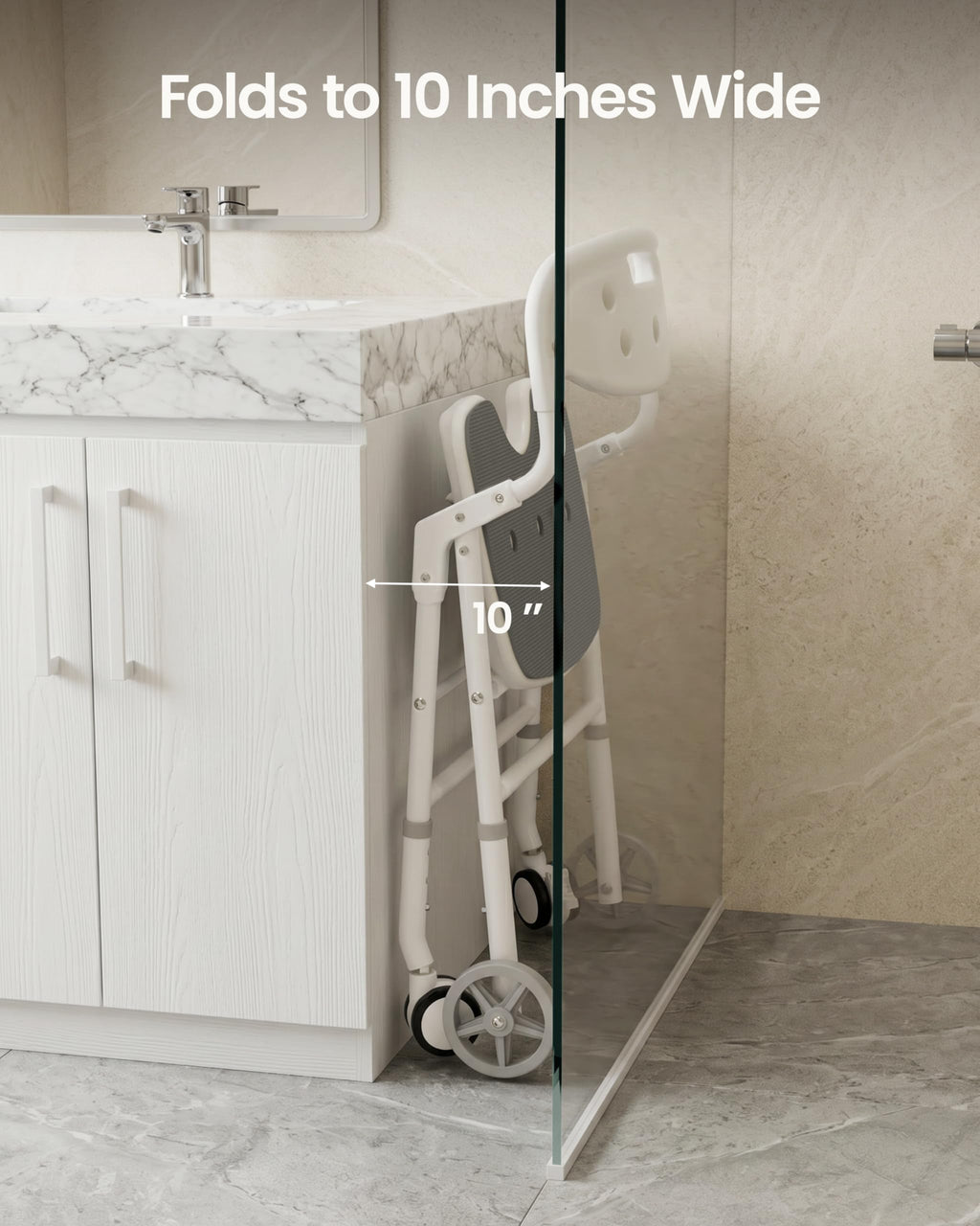 Foldable Rolling Shower Chair with Arms and Back N407