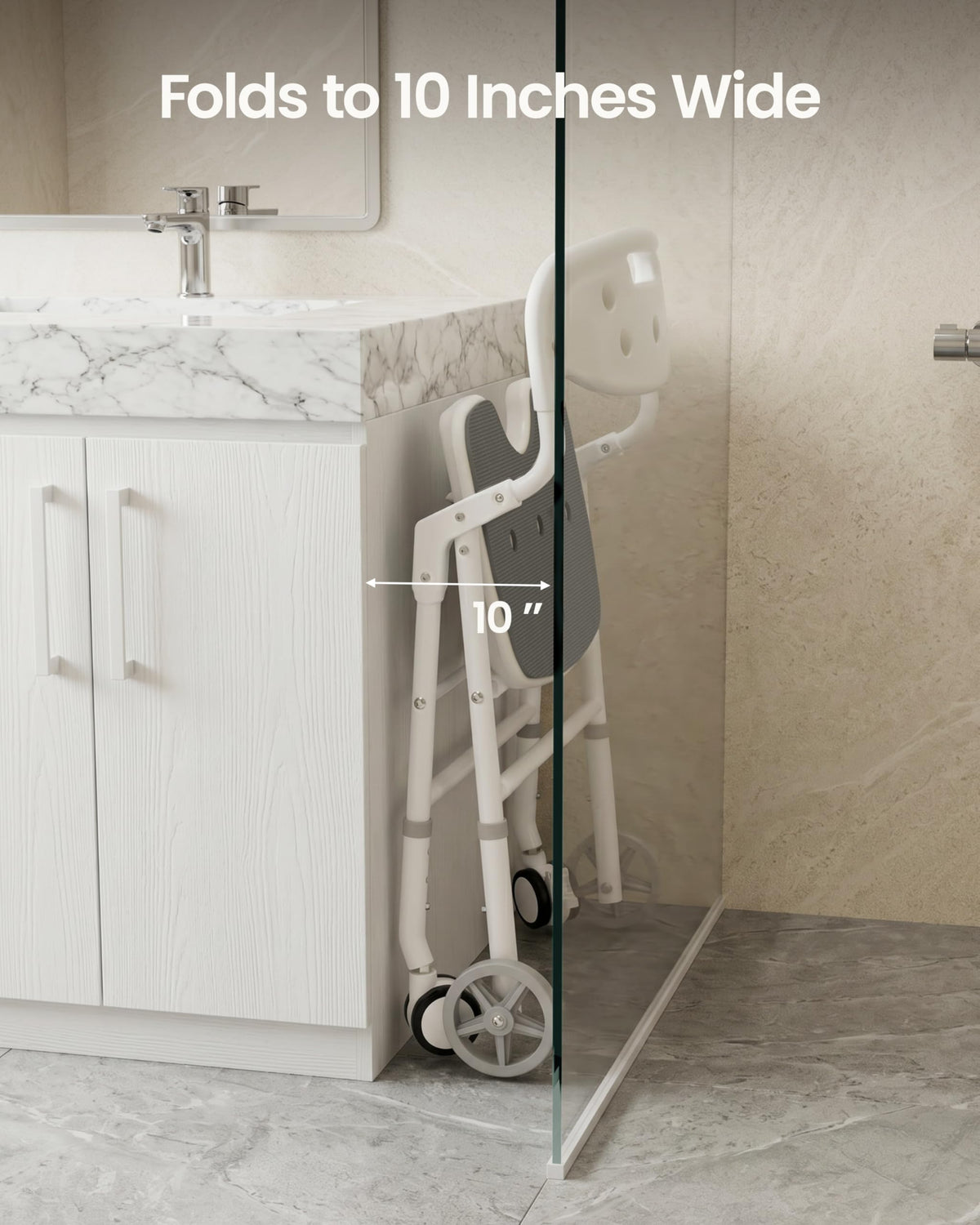 Foldable Rolling Shower Chair with Arms and Back N407