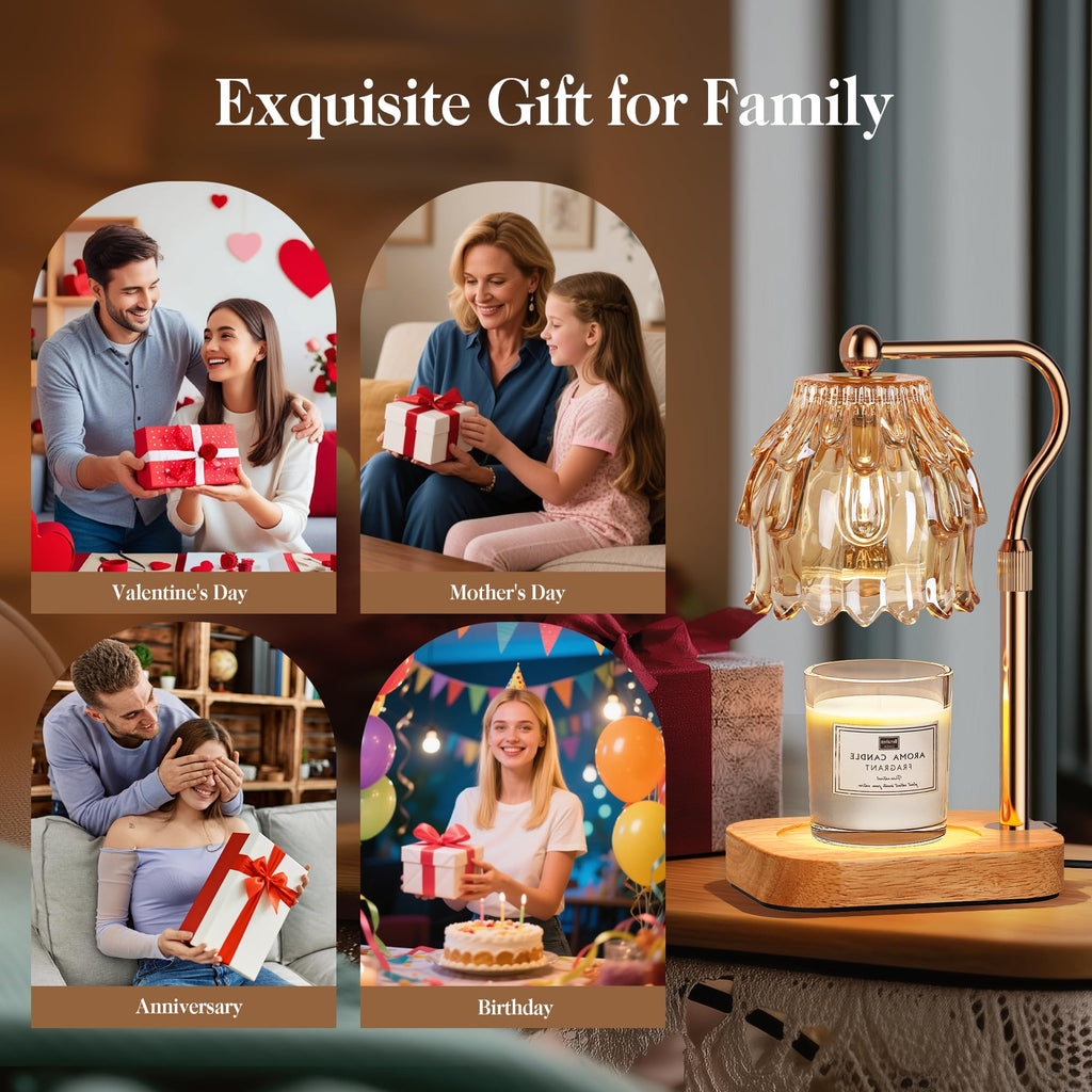 Candle Warmer Lamp with Timer Dimmer Adjustable Height Glass V755