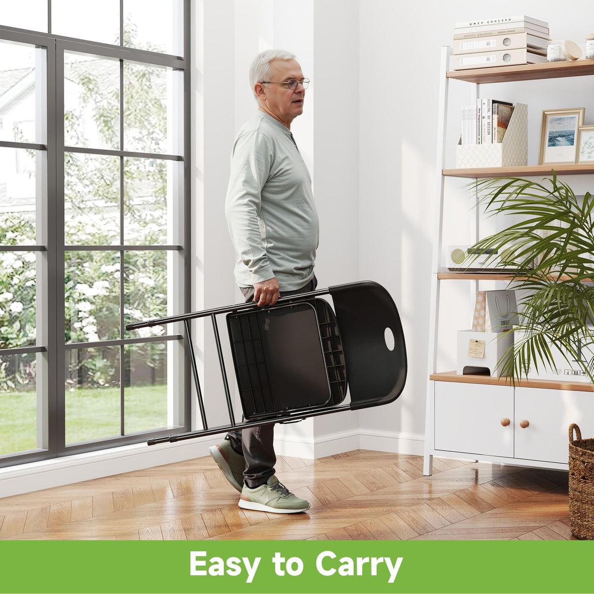 Folding Chairs Set of 10 Black H22378