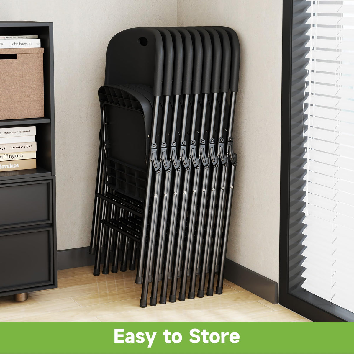 Folding Chairs Set of 10 Black H22378