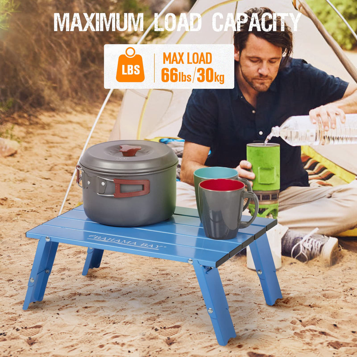 Ultralight Aluminum Mini Table, 66lbs/30kg Weight Capacity, Foldable Beach Table I8230