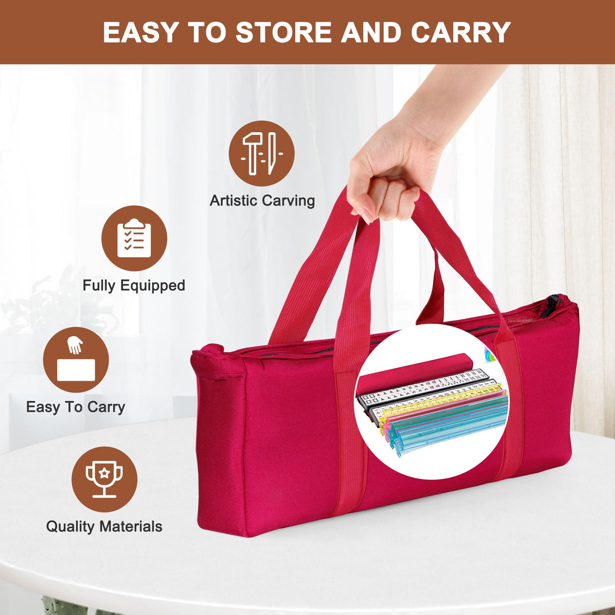 166 Tiles Mahjong Set with Racks Pushers Bag P74999