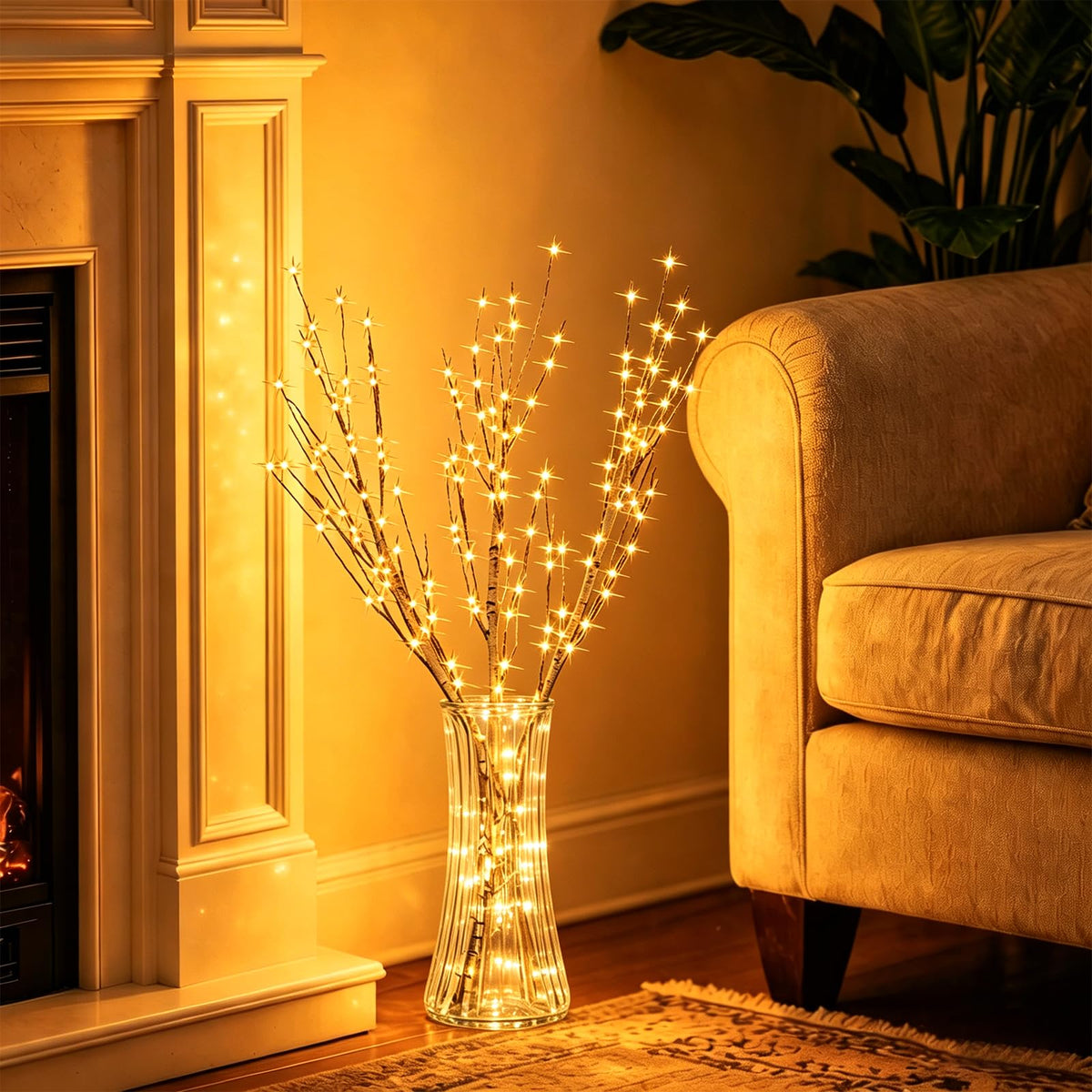 Lighted Birch Branches with Timer 33IN 180 LED Lights O974
