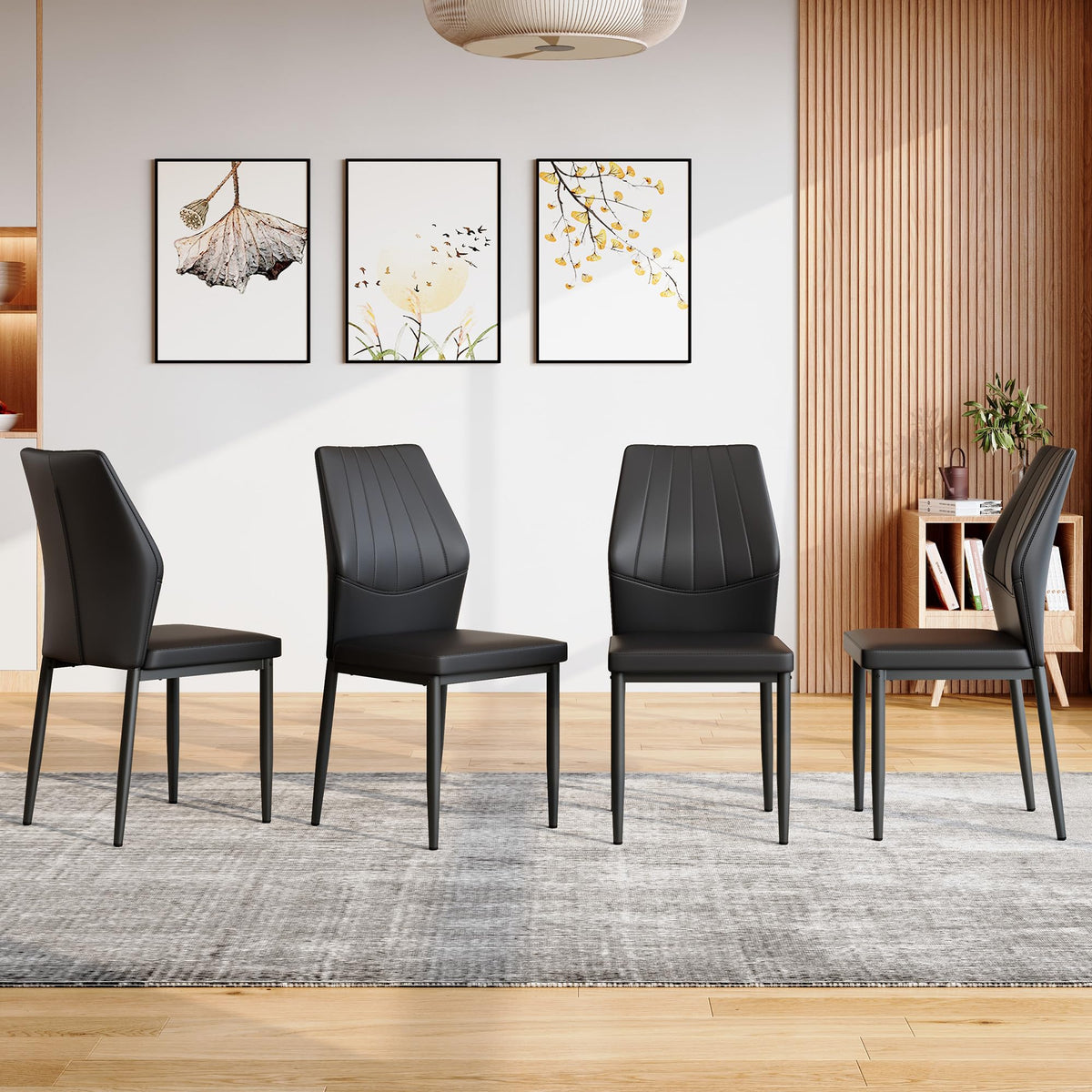 Black PU Leather Dining Chairs Set of 4 R584621