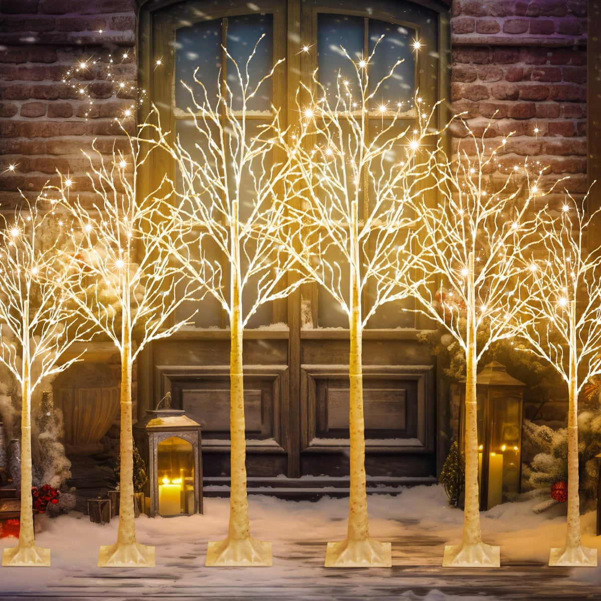 6 Pcs Lighted Birch Tree N86977