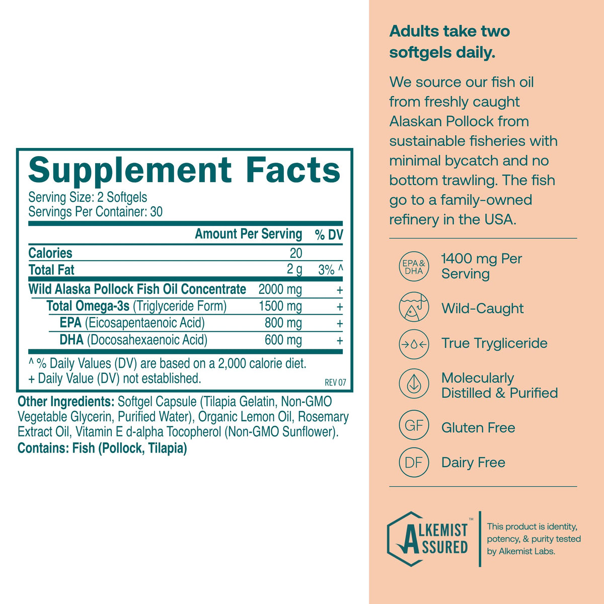 Omega-3 Fish Oil 60 Softgels 1400 mg EPA DHA X676