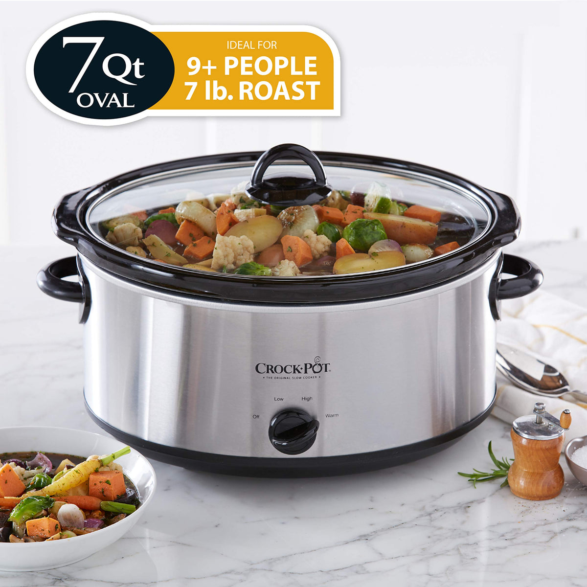 8 Quart Programmable Slow Cooker + 7 Quart Oval Manual Slow Cooker, Stainless Steel A789218
