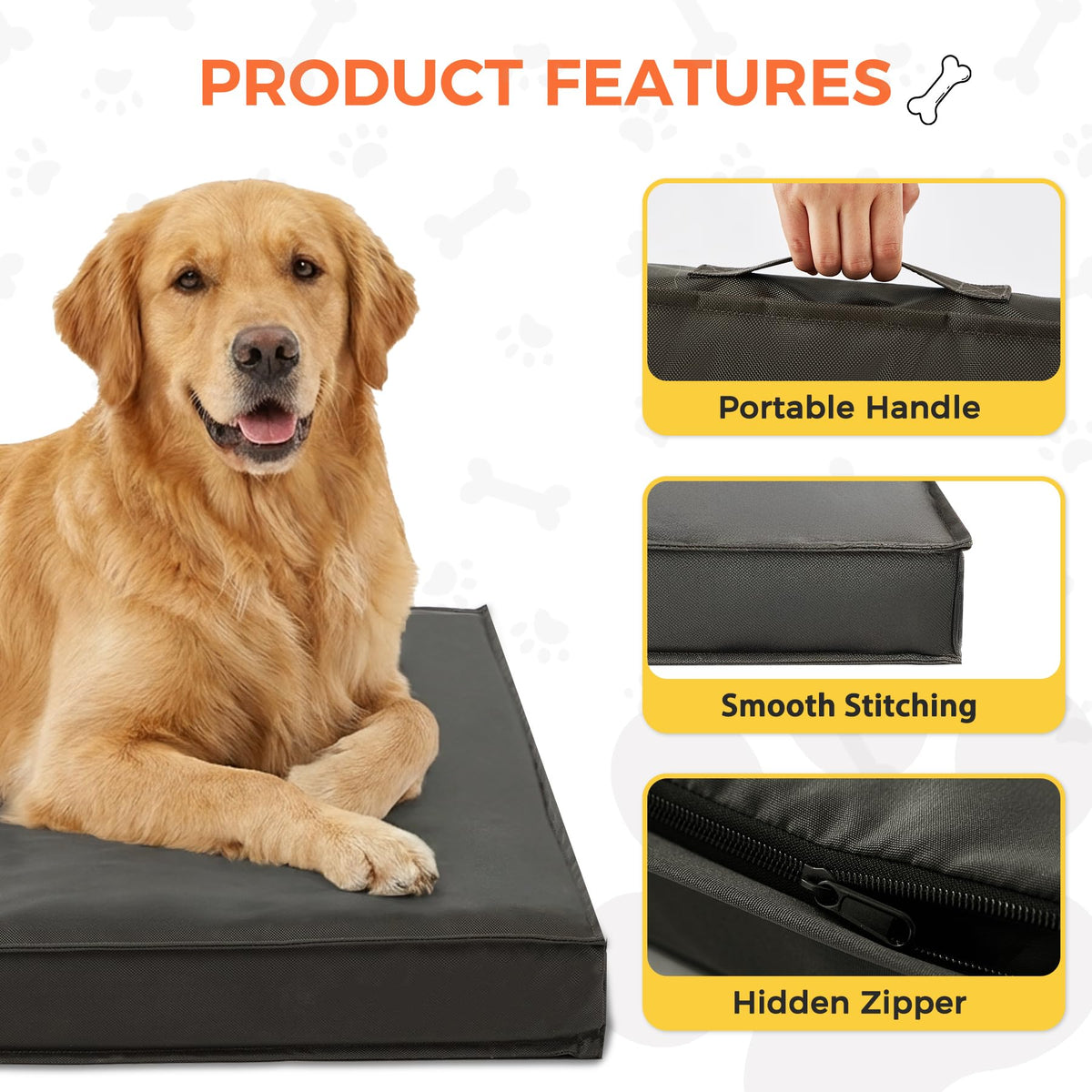 Waterproof Extra Large Outdoor Dog Bed 44x32x3.5 Inch H78705