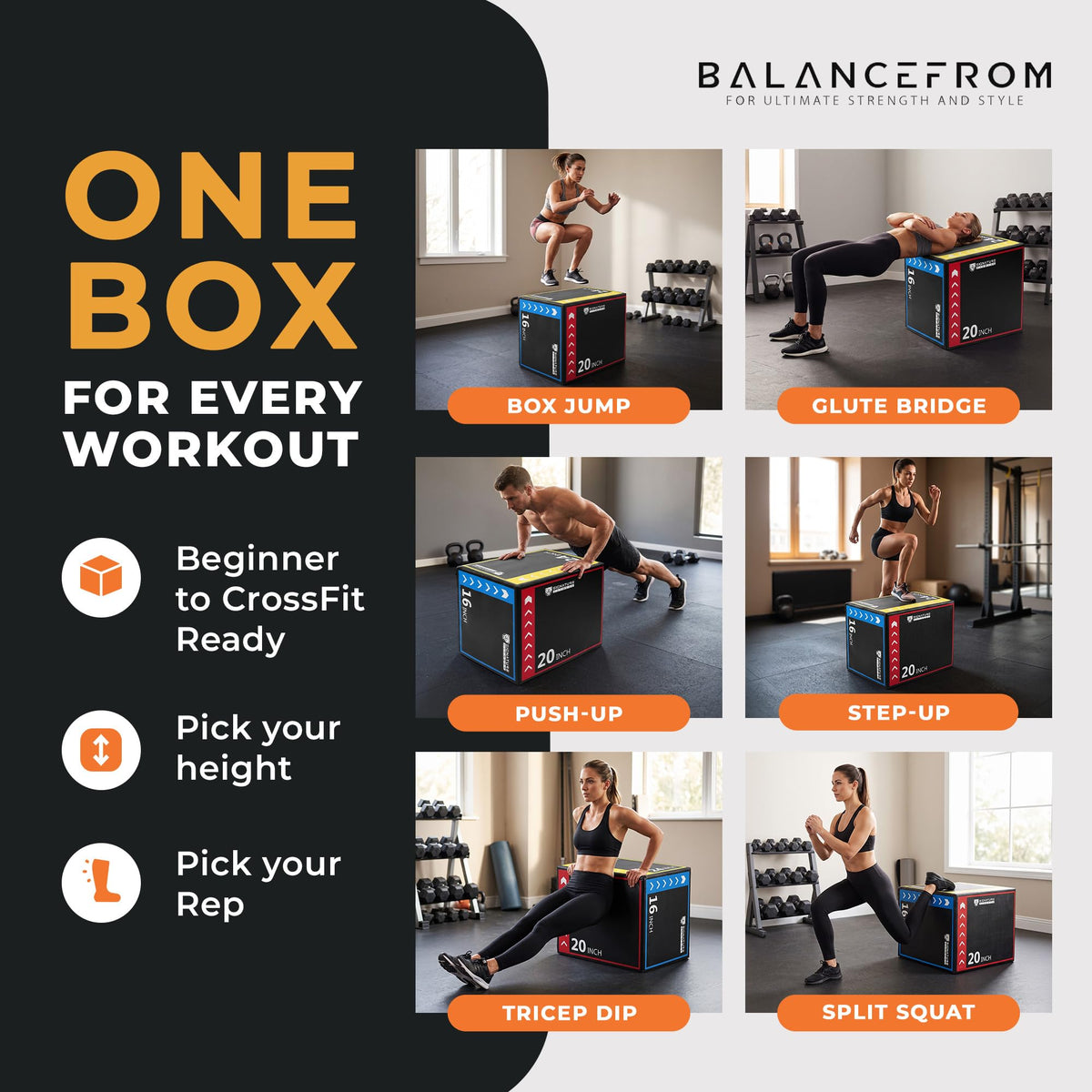 3-in-1 Foam Plyometric Jump Box with Non-Slip Surface H538