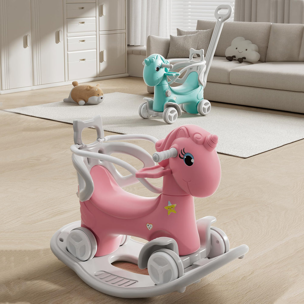 4 in 1 Rocking Horse with Push Handle and Balance Board R920