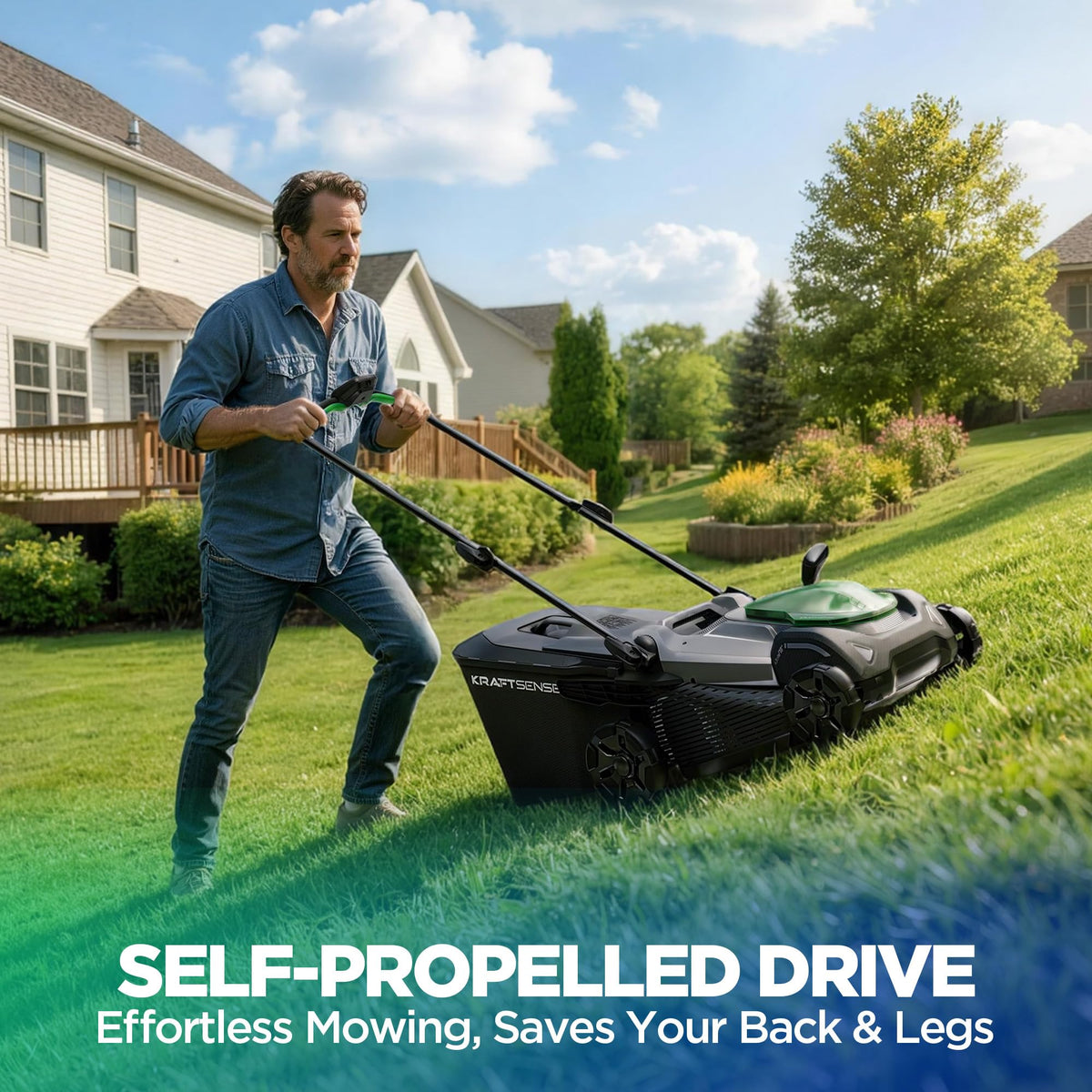 18" 40V Self-Propelled Cordless Electric Lawn Mower P1934