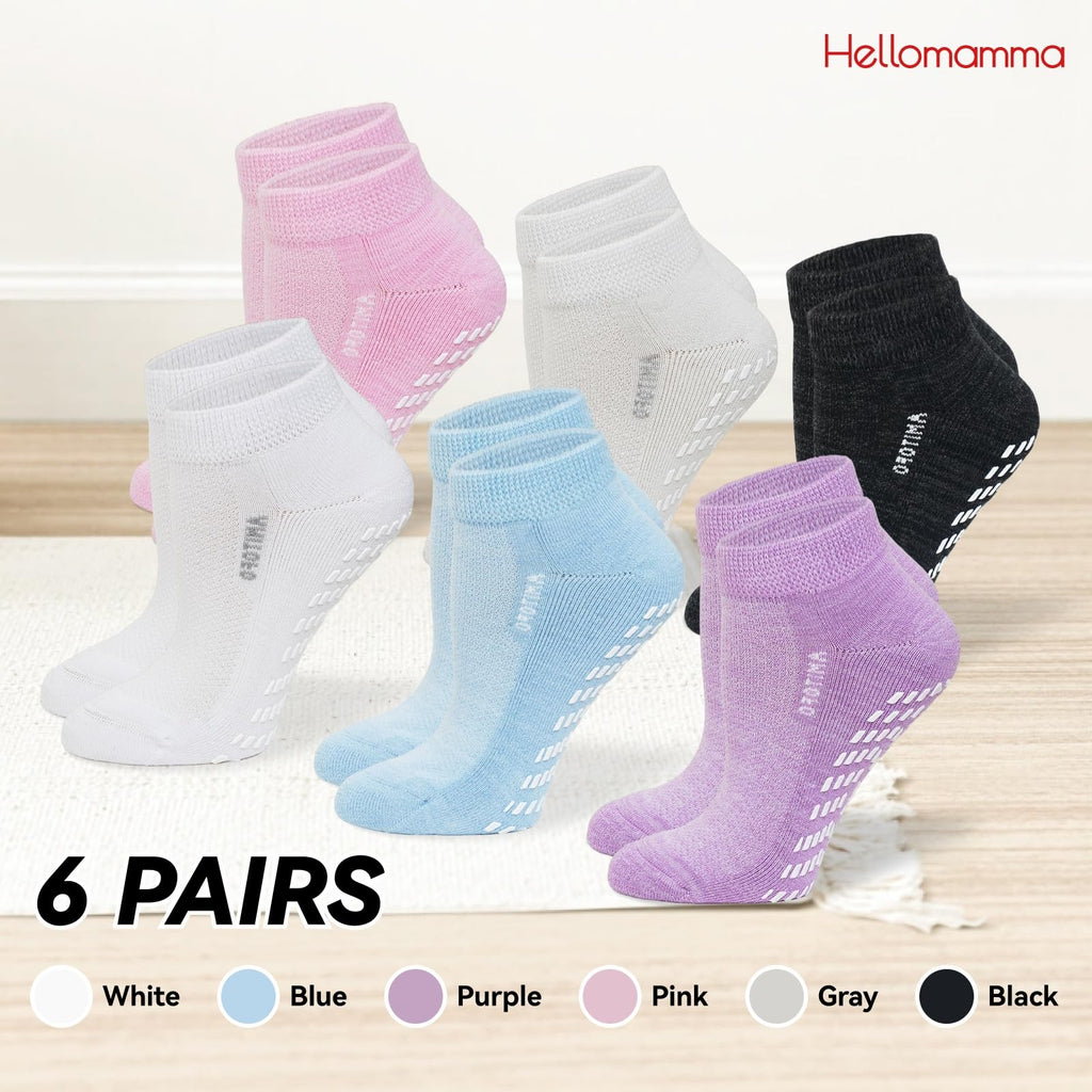 Diabetic Non-Slip Wide Cuff Bamboo Viscose Ankle Socks 6 pairs B912