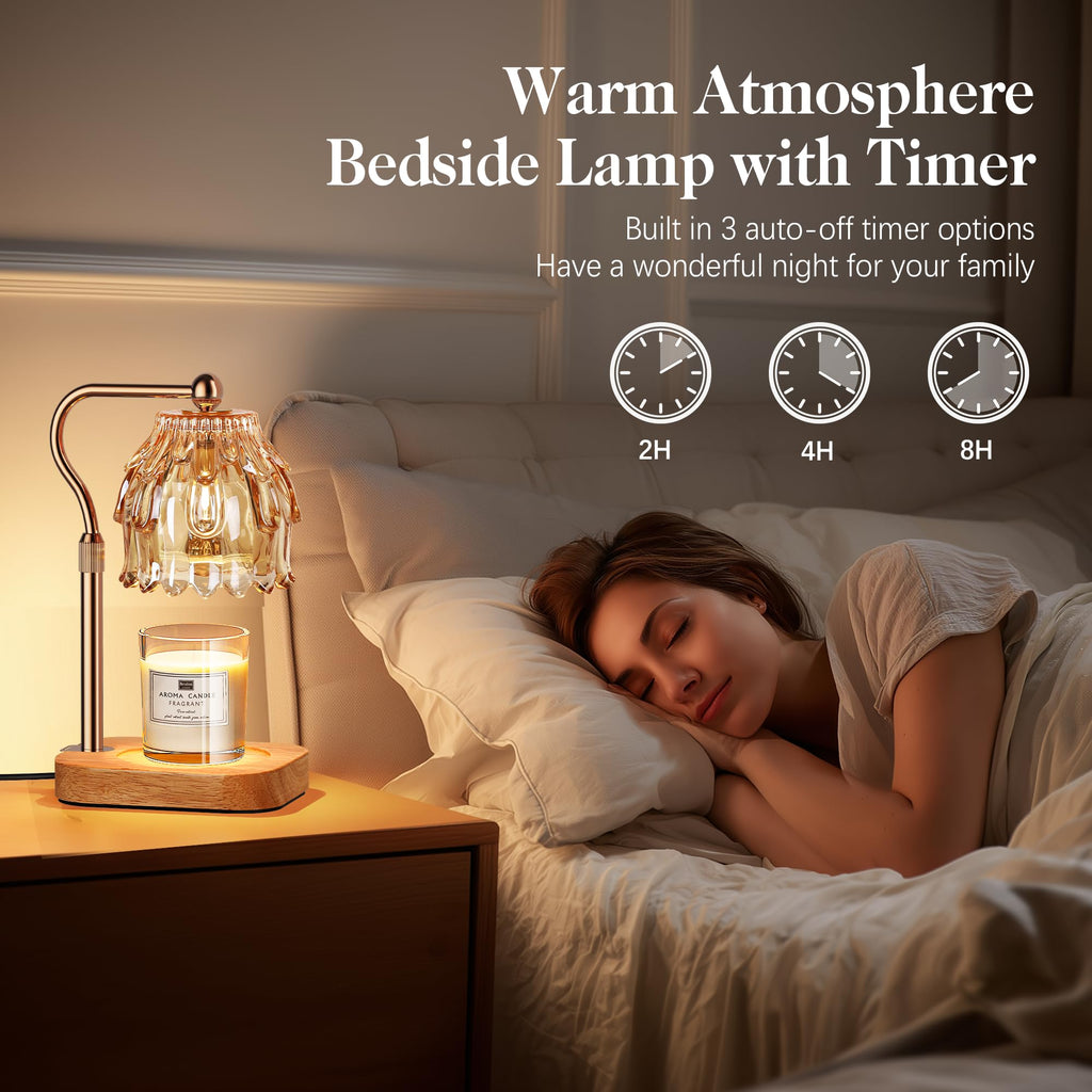 Candle Warmer Lamp with Timer Dimmer Adjustable Height Glass V755