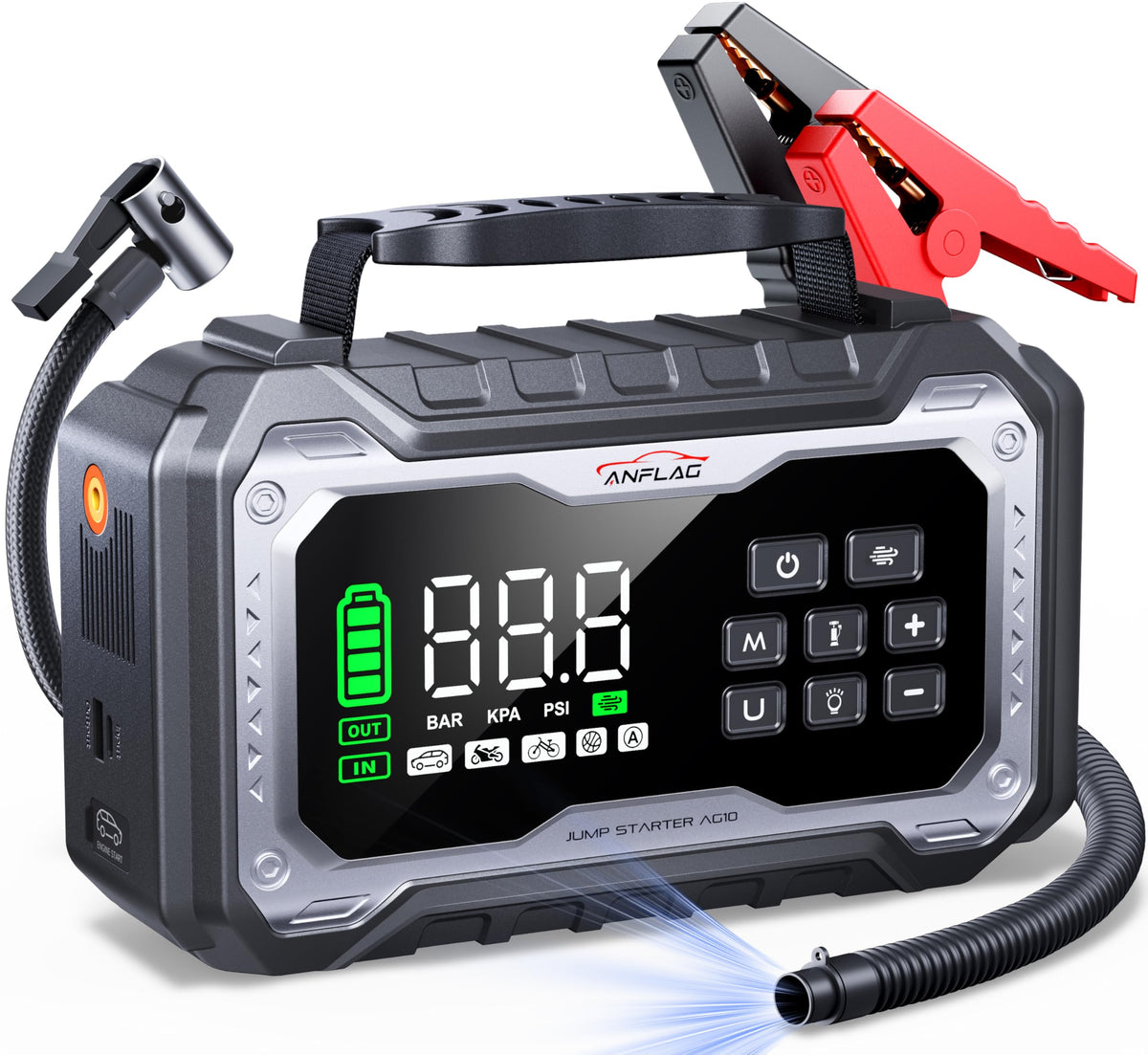 Car Battery Jump Starter with Air Compressor 8000A Portable Booster Pack 160PSI Tire Inflator J247425