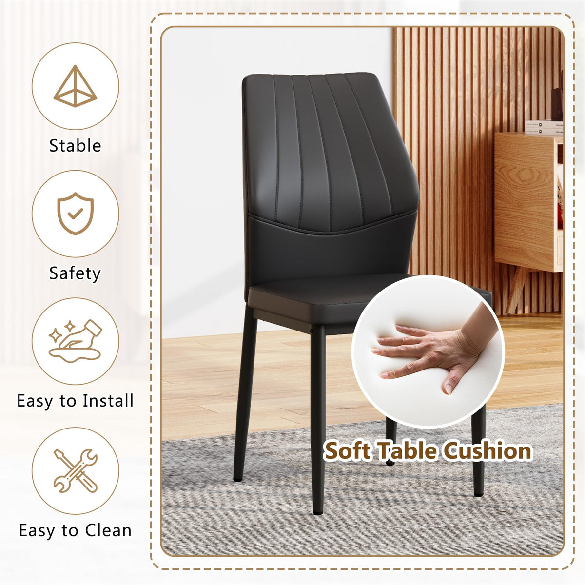 Black PU Leather Dining Chairs Set of 4 R584621