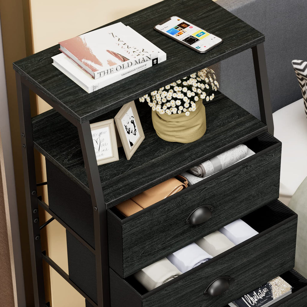 Tall Nightstand with Fabric Drawer I229