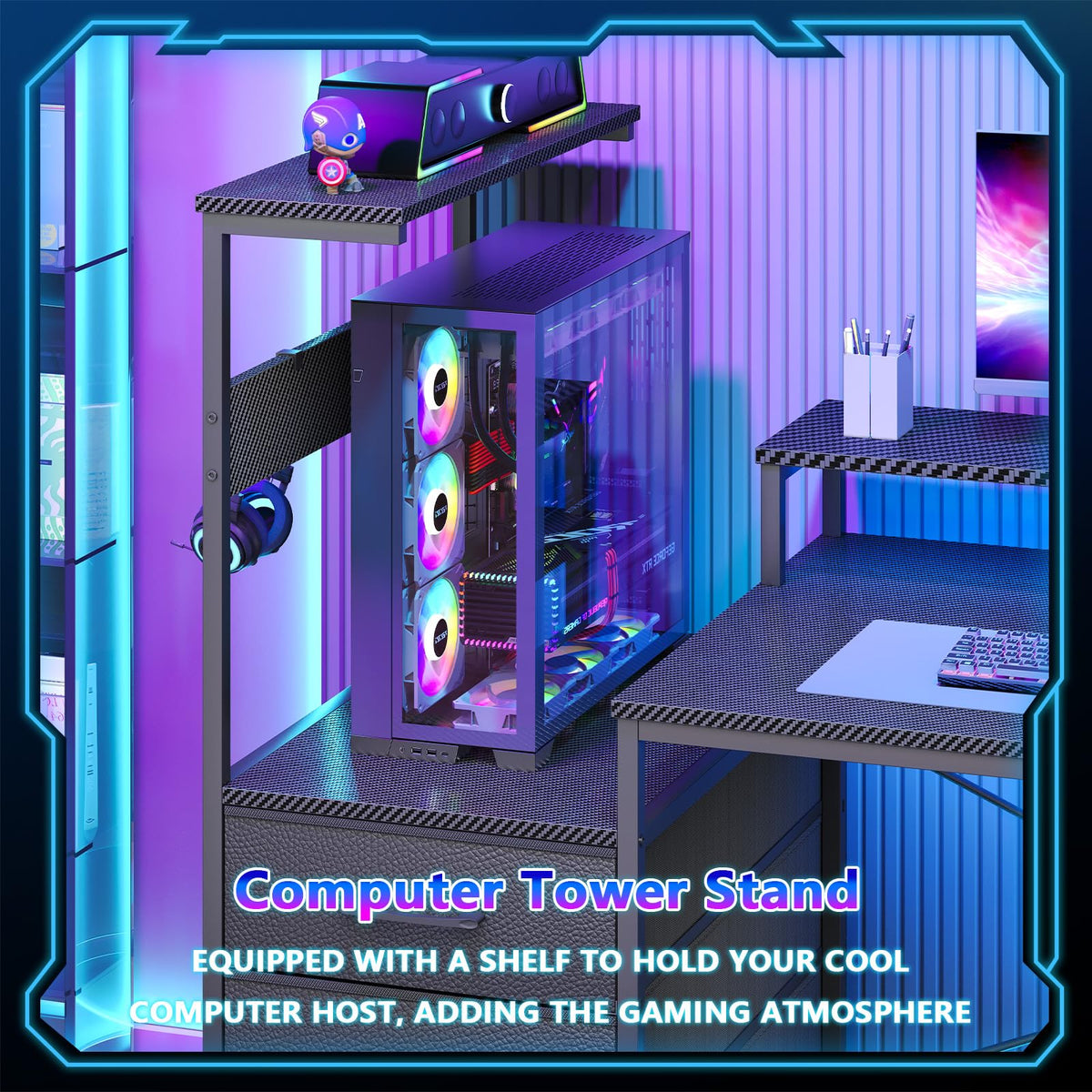 L Shaped Gaming Desk with Drawers T15700