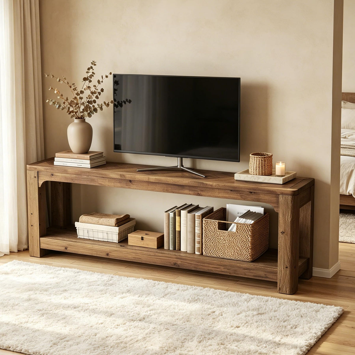 63" Solid Wood TV Stand D1897